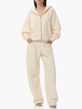 NWT 100% cotton Neutral Cream Wide-Leg Sweatpants Set